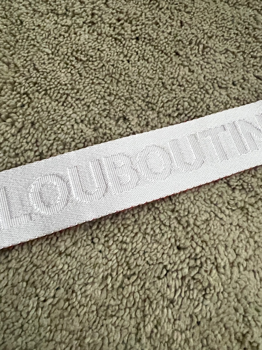 Christian Louboutin White and Red Embossed Leather Strap - Picture 7 of 9